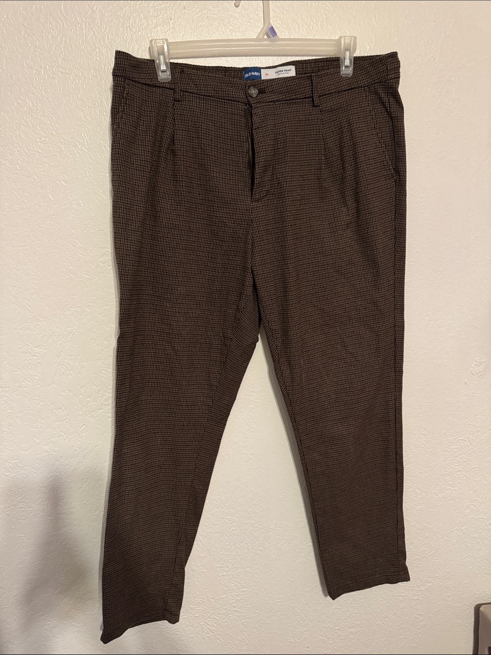 Old Navy Dark Brown Micro-Pattern Pleated Chinos